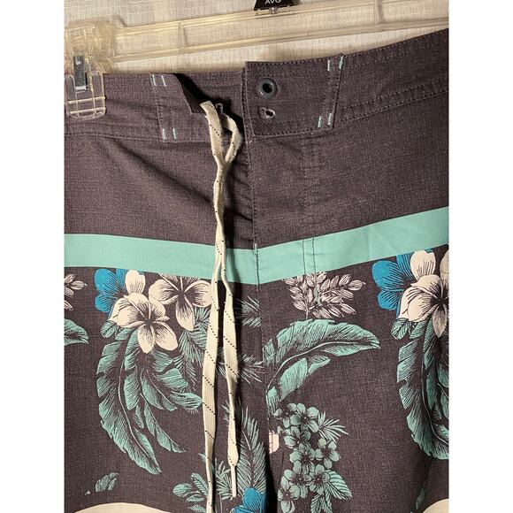 Mens Goodfellow and Co. Swim Bathing Trunks, 33 waist, Hawaiian Floral Aqua Gray - Picture 4 of 14